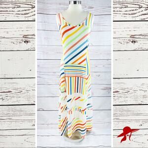 Peter Som Stripe Maxi Dress with sheer bands soft
